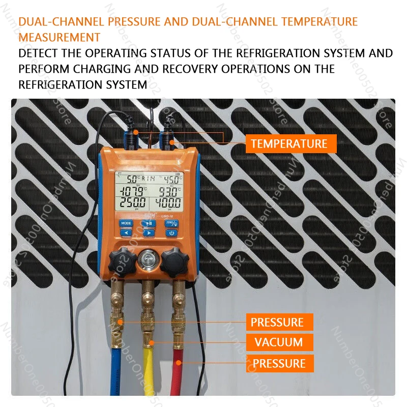 LMG-10 Electronic Digital Display Manifold Meter Refrigerant Meter Refrigeration Car Air Conditioning Fluorine Pressure Gauge