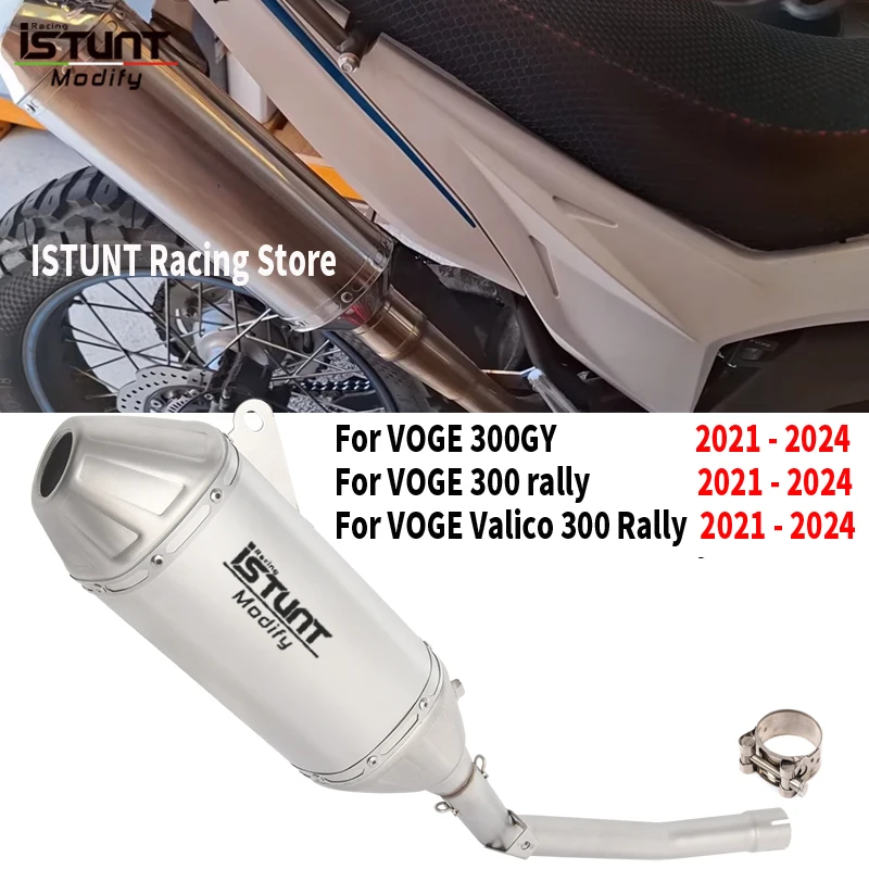 

Slip On For VOGE 300GY Valico 300 Rally 2021 - 2024 Motorcycle Exhaust System Stainless Steel Mid Pipe Muffler Espace Moto