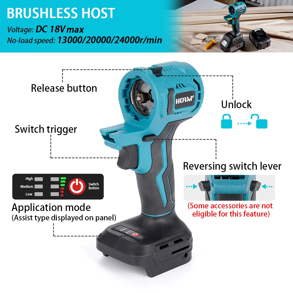 Imagem -04 - Hormy-brushless Oscilante Multi-tool Conjunto para Furadeira Elétrica Chave Aparador Chave de Fenda Pistola de Água Jig Saw Makita Bateria