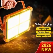 Solar Camping Light with Power Bank, IP66 Waterproof USB Rechargeable Emergency Flood Lamp