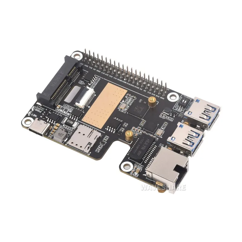 PCIe to MiniPCIe/Gigabit Ethernet/USB 3.2 Gen1 HAT for Raspberry Pi 5, Supports MiniPCIe Interface 4G Module