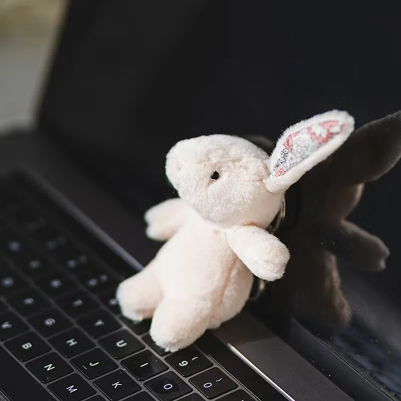 أحدث زهرة القماش أرنب حقيبة الظهر قلادة المفاتيح Kawaii ألعاب من نسيج مخملي دمية الكرتون أنيمي لطيف صديقة هدية عيد ميلاد متعة