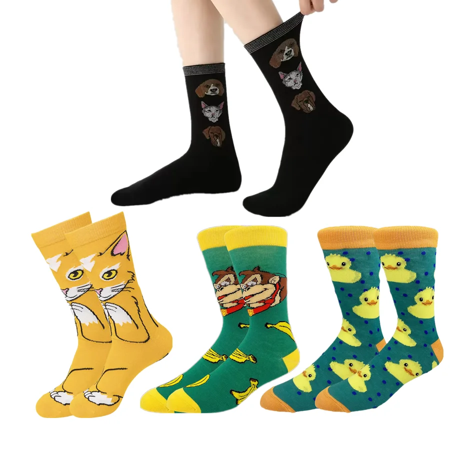 

1/3 пары мужских и женских носков в стиле хип-хоп, уличной моды с героями мультфильмов аниме, светящиеся в темноте, новинка, забавные повседневные носки для экипажа
