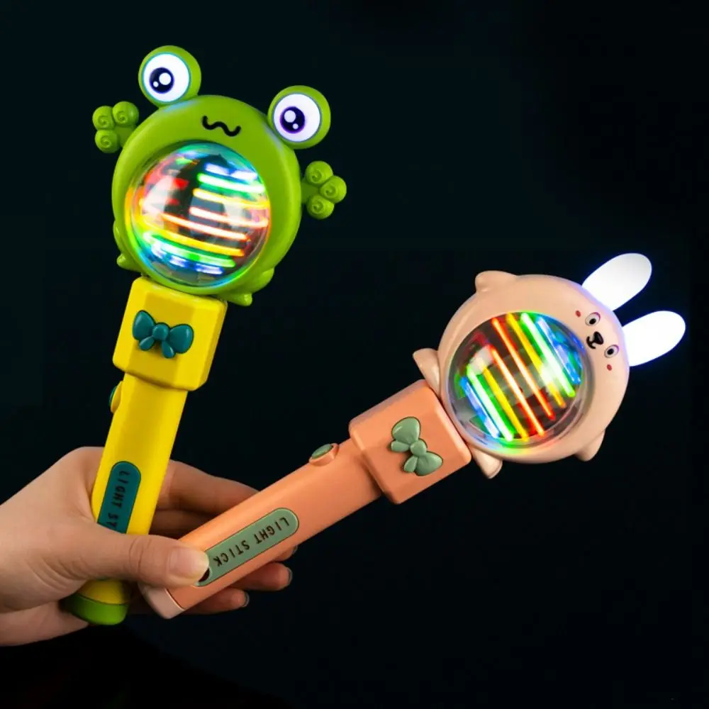 Cartoon Rubber Children's Music Wand With Rotating Lights LED Wand Glowing Bunny/Frog Wand