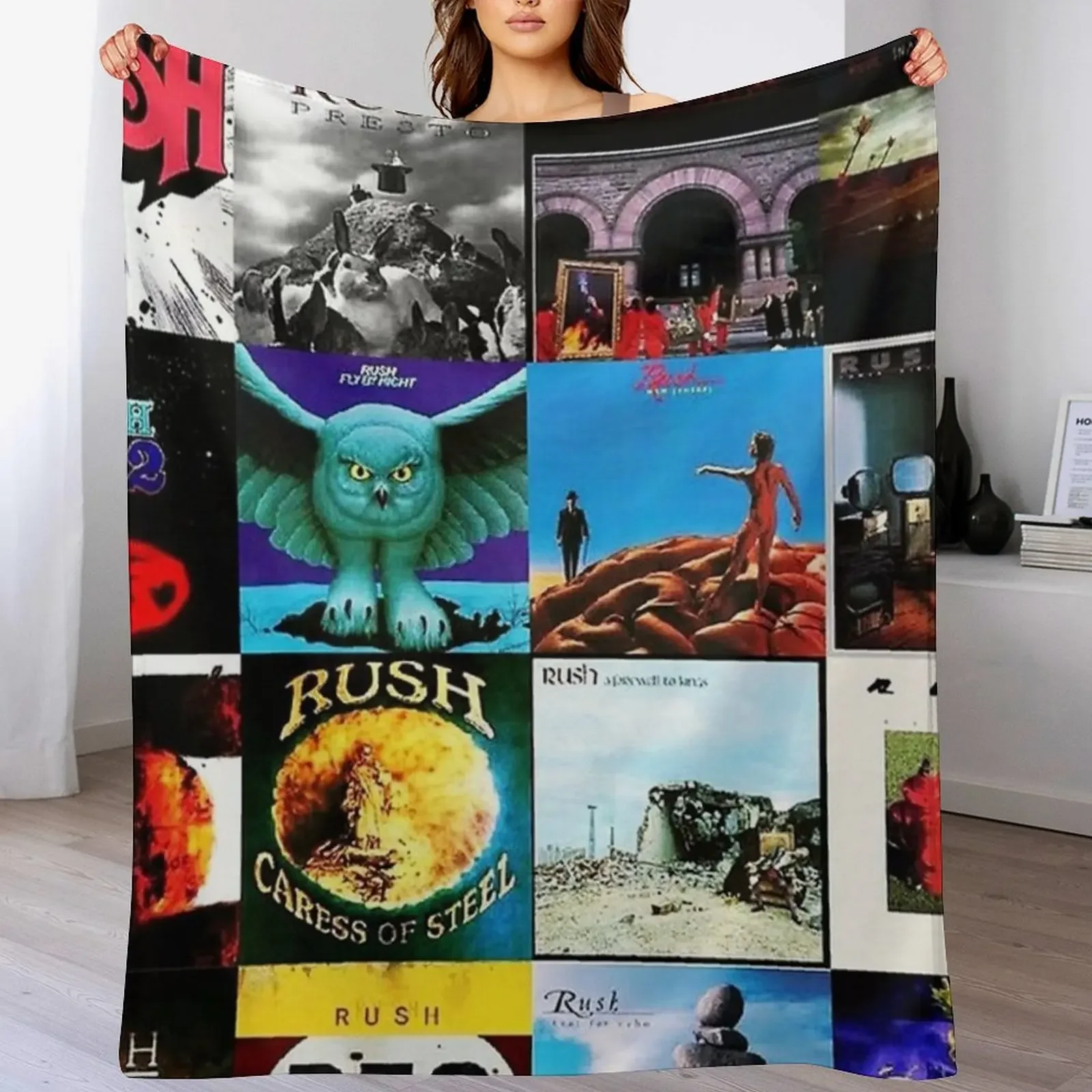 

Completed All Album Cover RushBand || 001 Throw Blanket Sleeping Bag Decoratives Custom Blankets