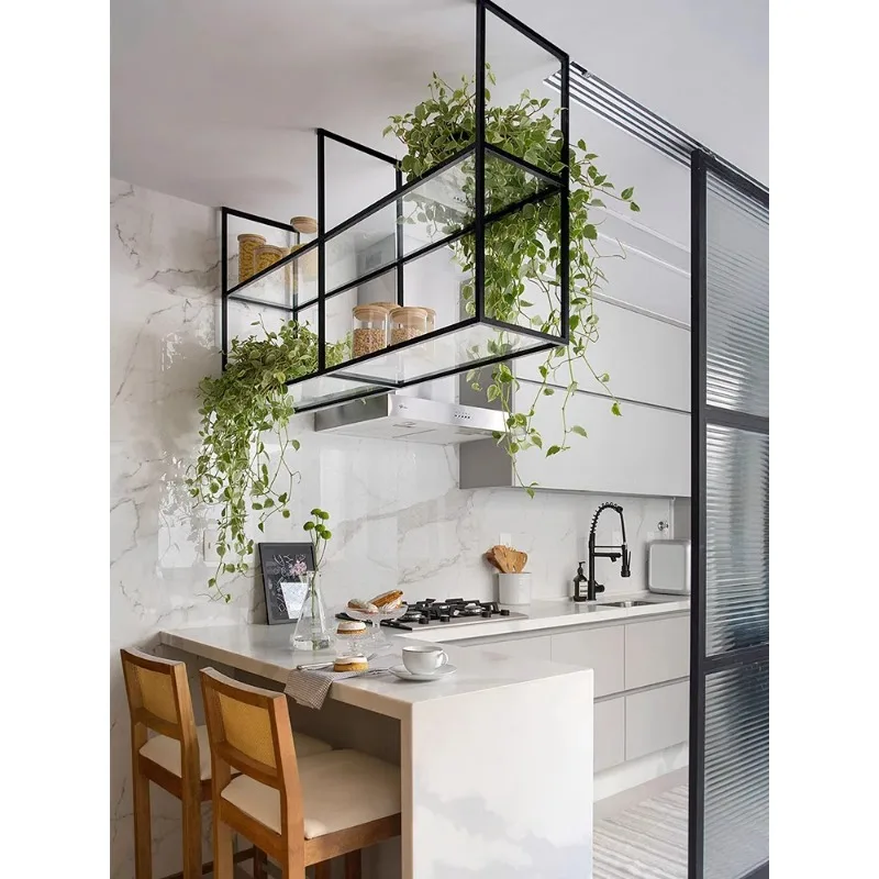 

Wrought iron bar hangers, kitchen and living room hanging shelves coffee and dining room upside down storage