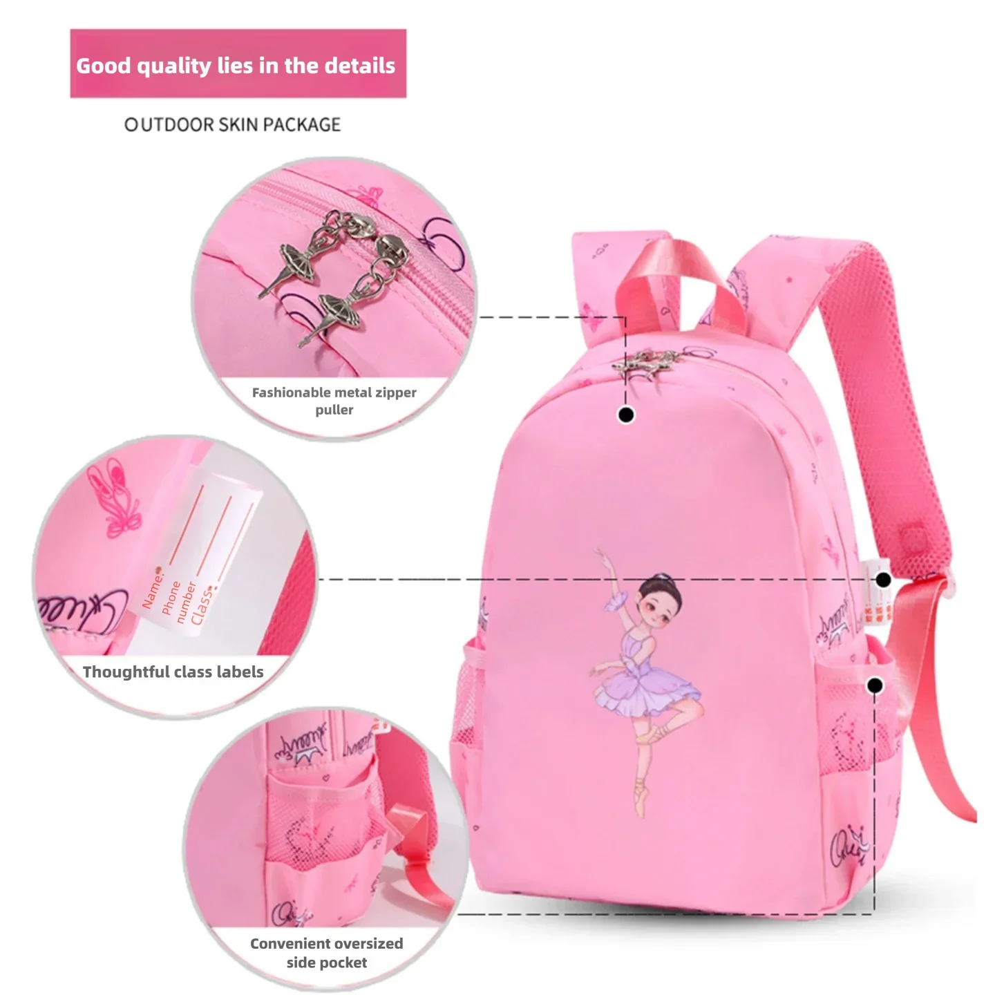 Tas Ransel Senam Anak Perempuan dengan Tali Bahu untuk Balet, Latin, Yoga, Tap, Jazz, Perjalanan, Penyimpanan, Tas Baru untuk Anak Perempuan