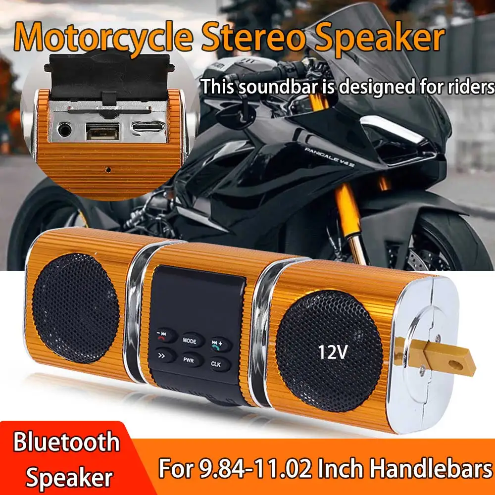 

Easy Installation Motorcycle Bluetooth-Compatible Speaker, Waterproof 12V MP3 Music Player, FM Radio USB TF Card Stereo Speaker