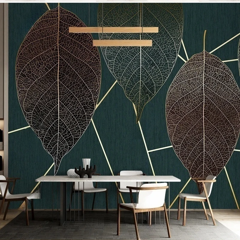 Personalizado mural nórdico moderno simples papel de parede abstrato planta folhas padrão geométrico decoração fundo para sala estar quarto 3d