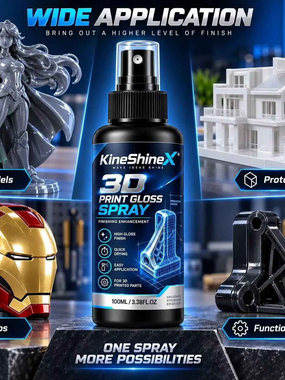 100ML 3D-Druck Glanzspray Polierpaste für PLA ABS PETG Harz, 60ml Schnelltrocknendes Hochglanz-Finish mit Mikrofasertuch