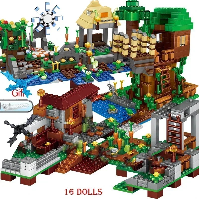 

Hot Toys NEW MinecraftINGlys Send Flying Dragon For Building Blocks Mountain Cave Light Village Warhorse City Tree House Toys