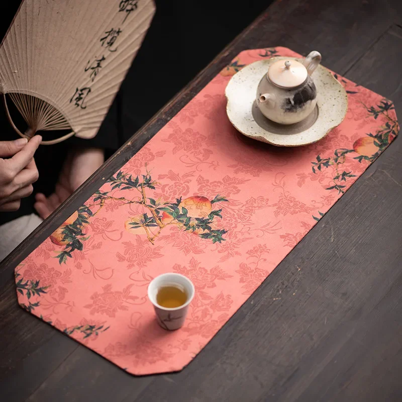 Chinese Fairy Dragon Brocade Dry Brewing Tea Mat Zen Waterproof One Person Tea Table Flag Insulated Tea Tray Mat Accessories