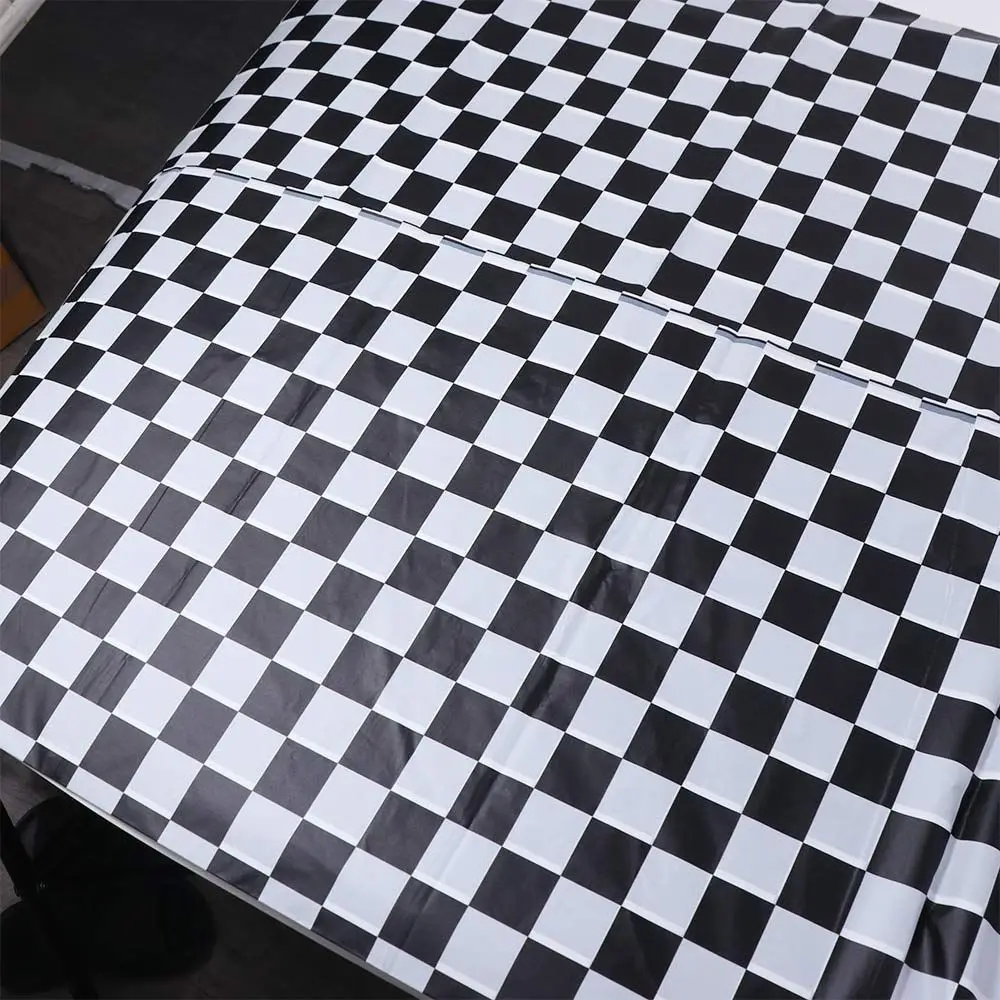 

Black and White Checkered DisposableTablecloth Rectangular Plastic Table Cover Waterproof Oilproof Table Decorative Cloth