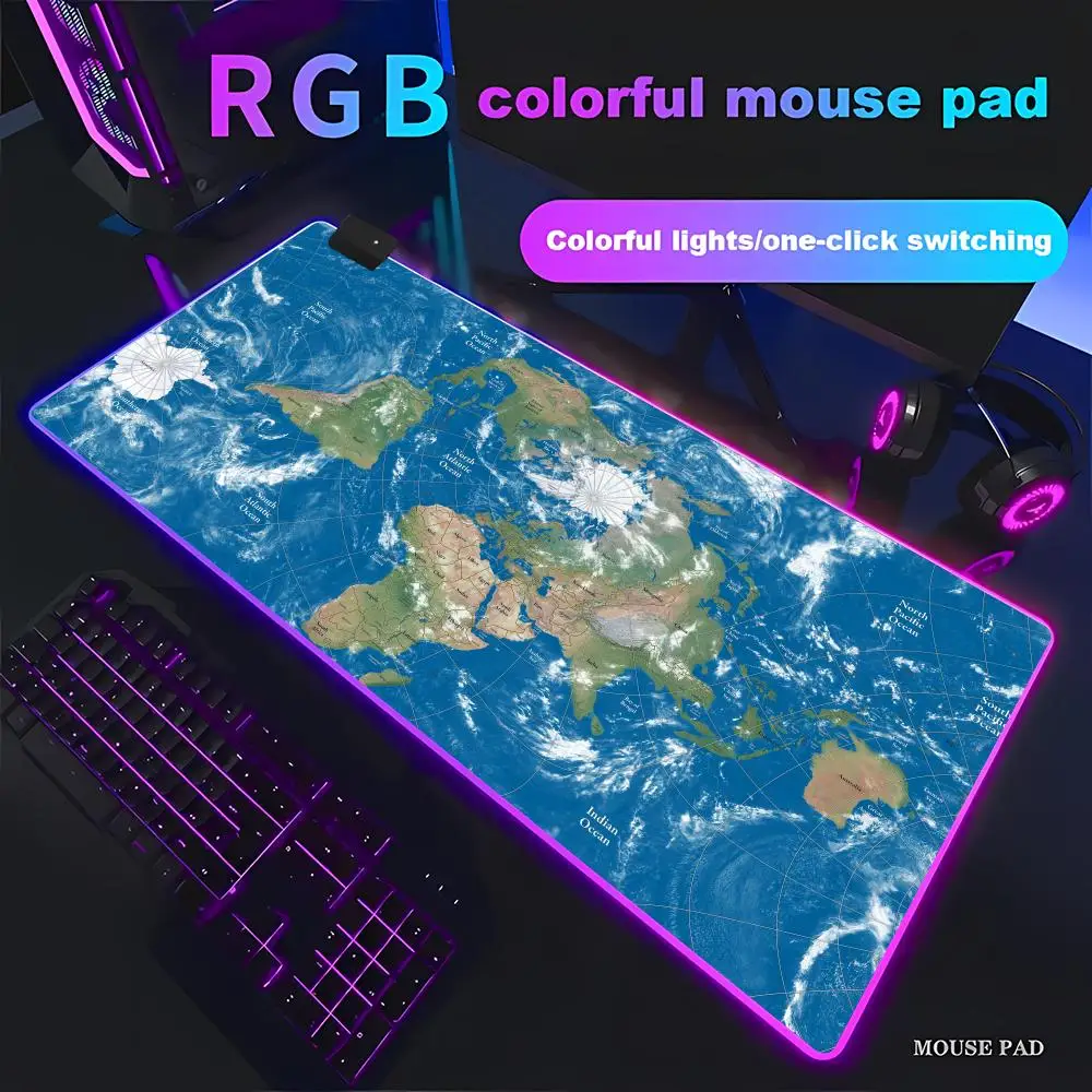 

Large World Map Mouse Pad RGB Gaming Mouse Pad HD Gamer Large LED Light XXL MousePads PC Computer pad Non-slip