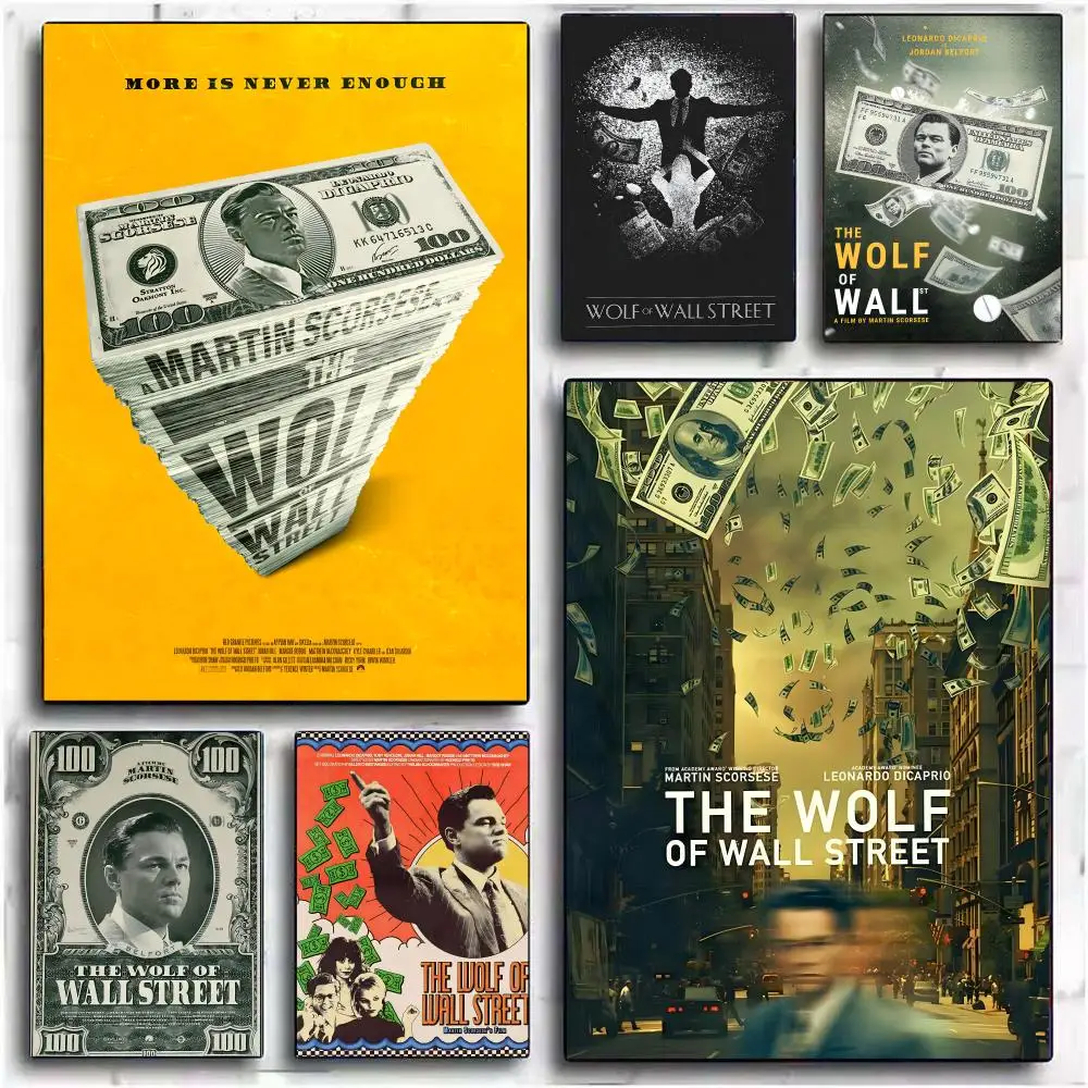 

Movie The W-Wolf of Wall Street Painting Calligraphy Frameless Canvas Wall Art Perfect for Kitchen Bathroom Home Decor