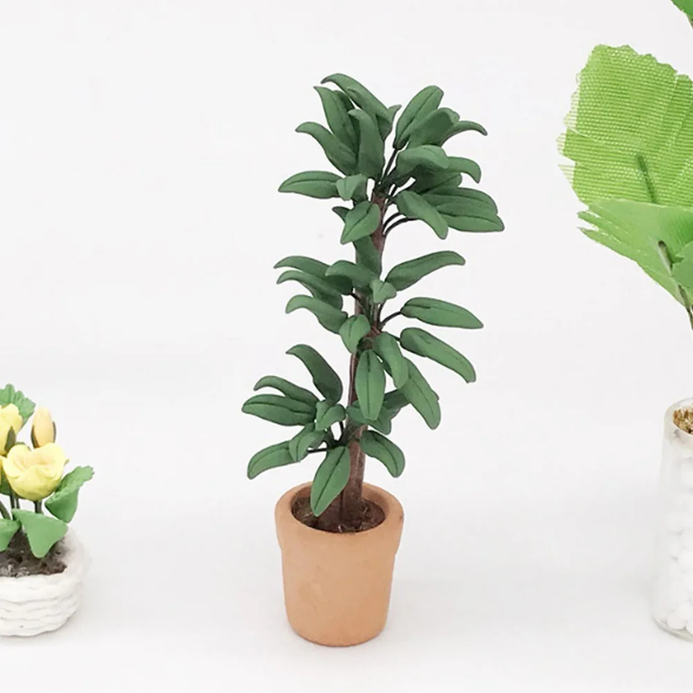 2 Pcs Plants Dollhouse Miniature Empty Cup Water Model Accessories Simulated Bonsai Decorations Potted Tiny