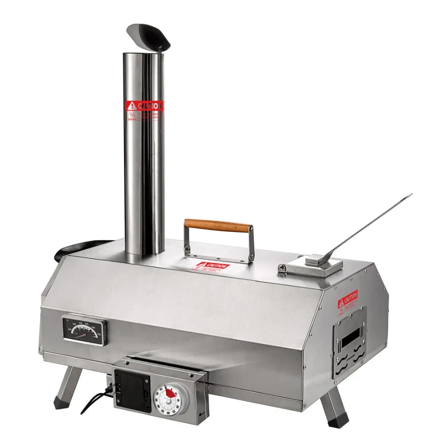 

Stainless Steel Pizza Oven Outdoor 12 Automatic Rotatable Pizza Ovens Portable Wood Fired Pizza Oven Pizza Maker with Timer Bui