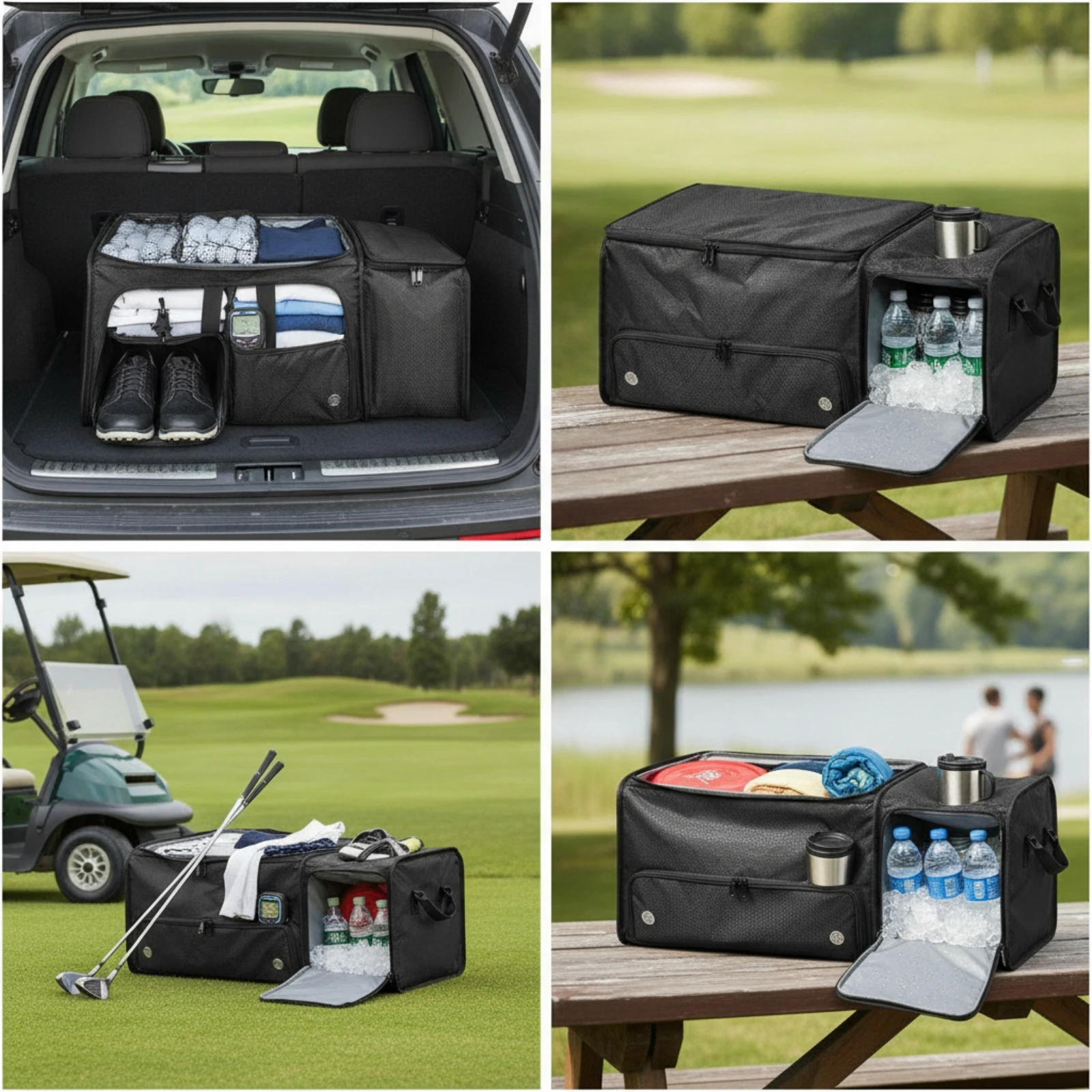 Car Trunk Organizer with Shoe Compartment Ventilated Golf Trunk Organizer Golf Storage Bag Heavy Duty Reinforced for Golfers