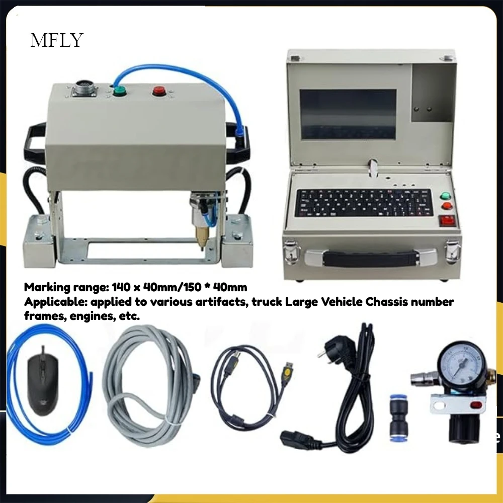 Pneumatic Dot Peen Marking Machine 140 * 40/150*50mm Nameplate Metal Marking Machine 100-240V Vin Code Chassis Number Printer