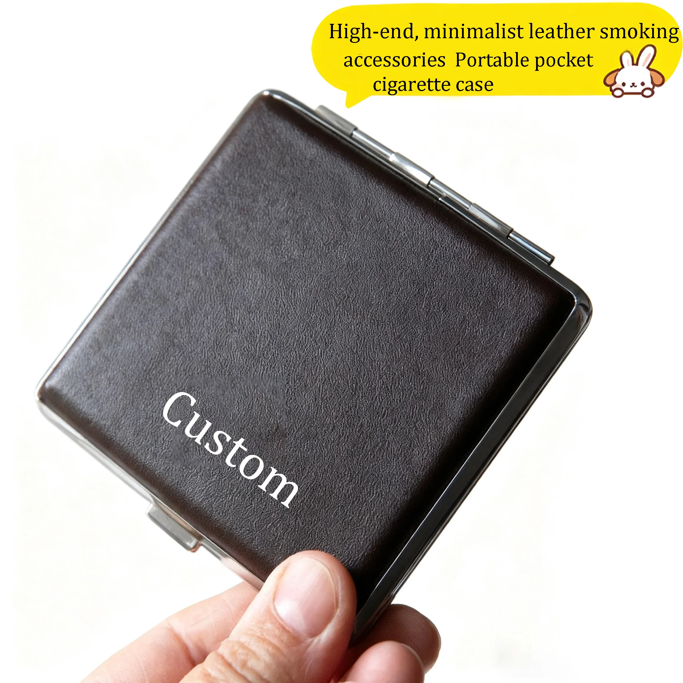 

Customized Personalized PU Leather Square Cigarette Case Unisex high-end Simple Portable Pocket Cigarette Case Smoking Set