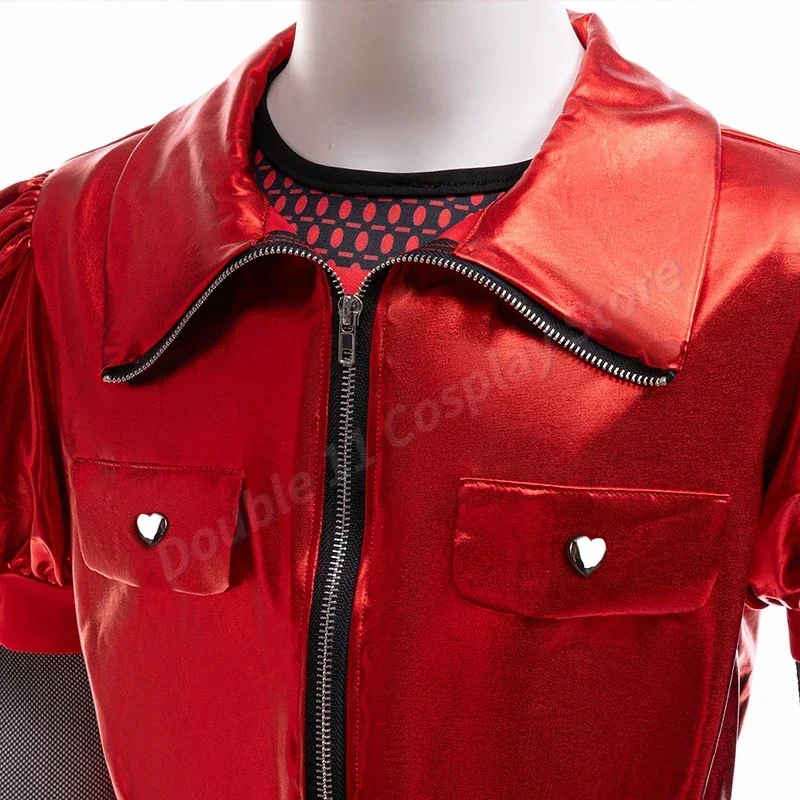 New 2025 Movie Descendants: The Rise of Red Cosplay Costume Kids Girl Red Coat Top Pants Set Uniform Halloween Clothes Outfit