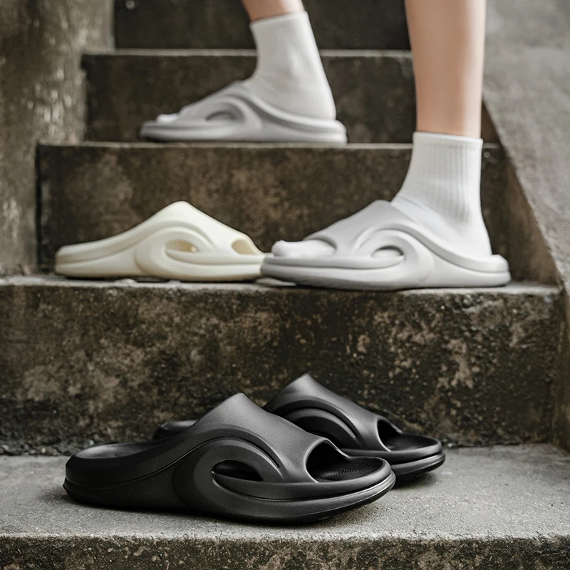 

2025 Summer New Men's Shoes Simple Daily Wear Slippers Cushioned Flip-flop Thick Sole Comfortable Soft Bottom Fish Mouth