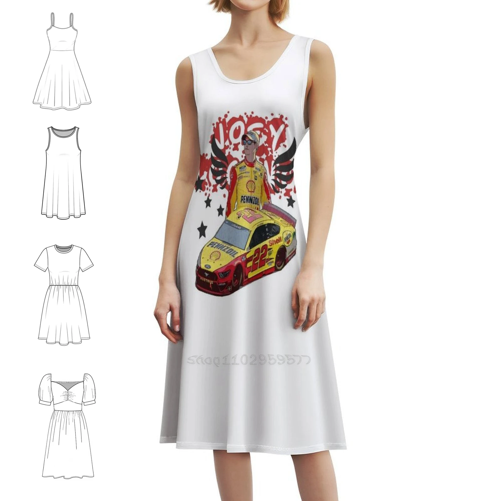 Joey Logano Women's Streetwear Party Dress Trendy Print Club Clothing For Female Joey Logano Joey Logano Party Dresses