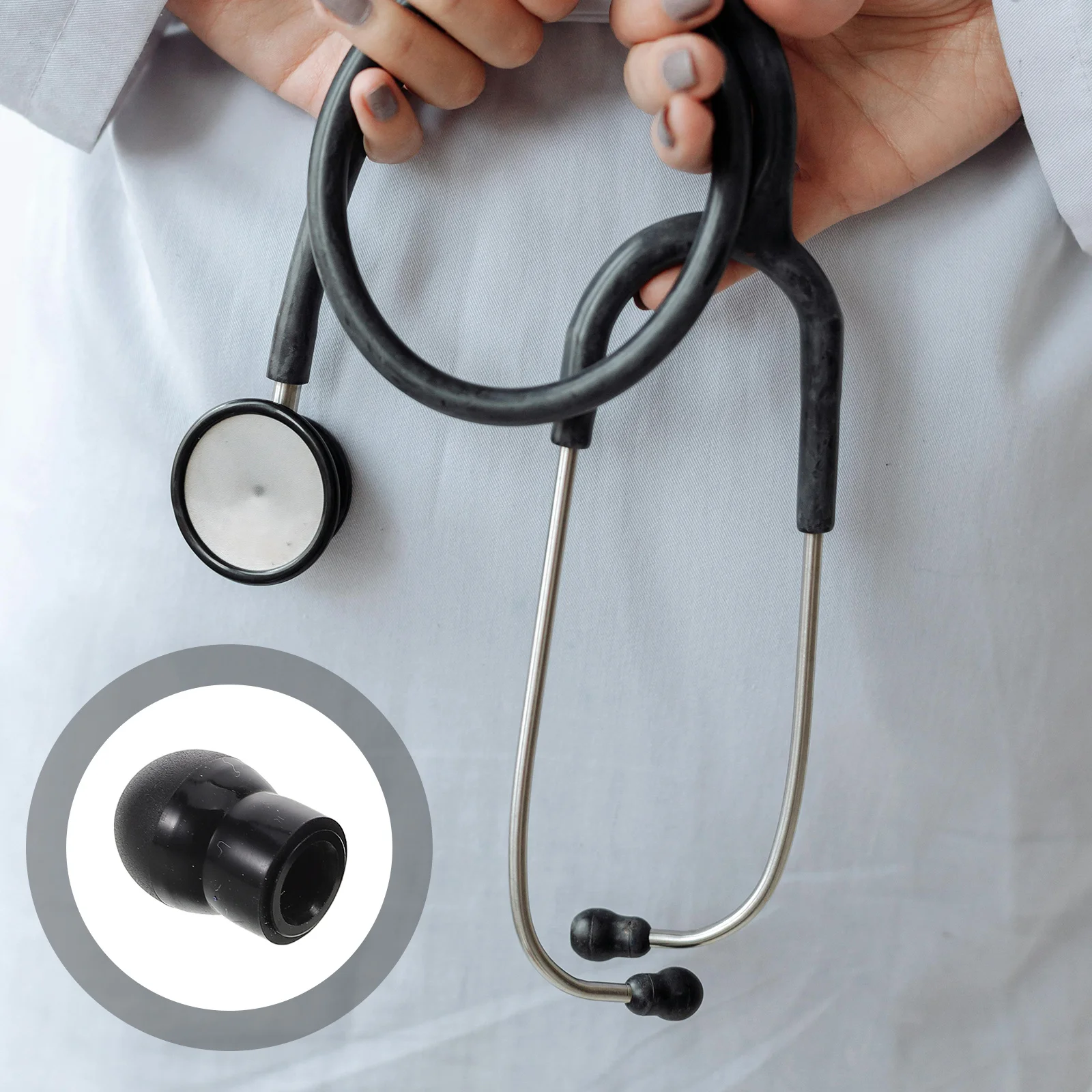 

2Pcs Black Silicone Gourd Earplugs Replacement Parts for Auscultation Clear Sound Soft Ear Tips Reusable Noise Reduction