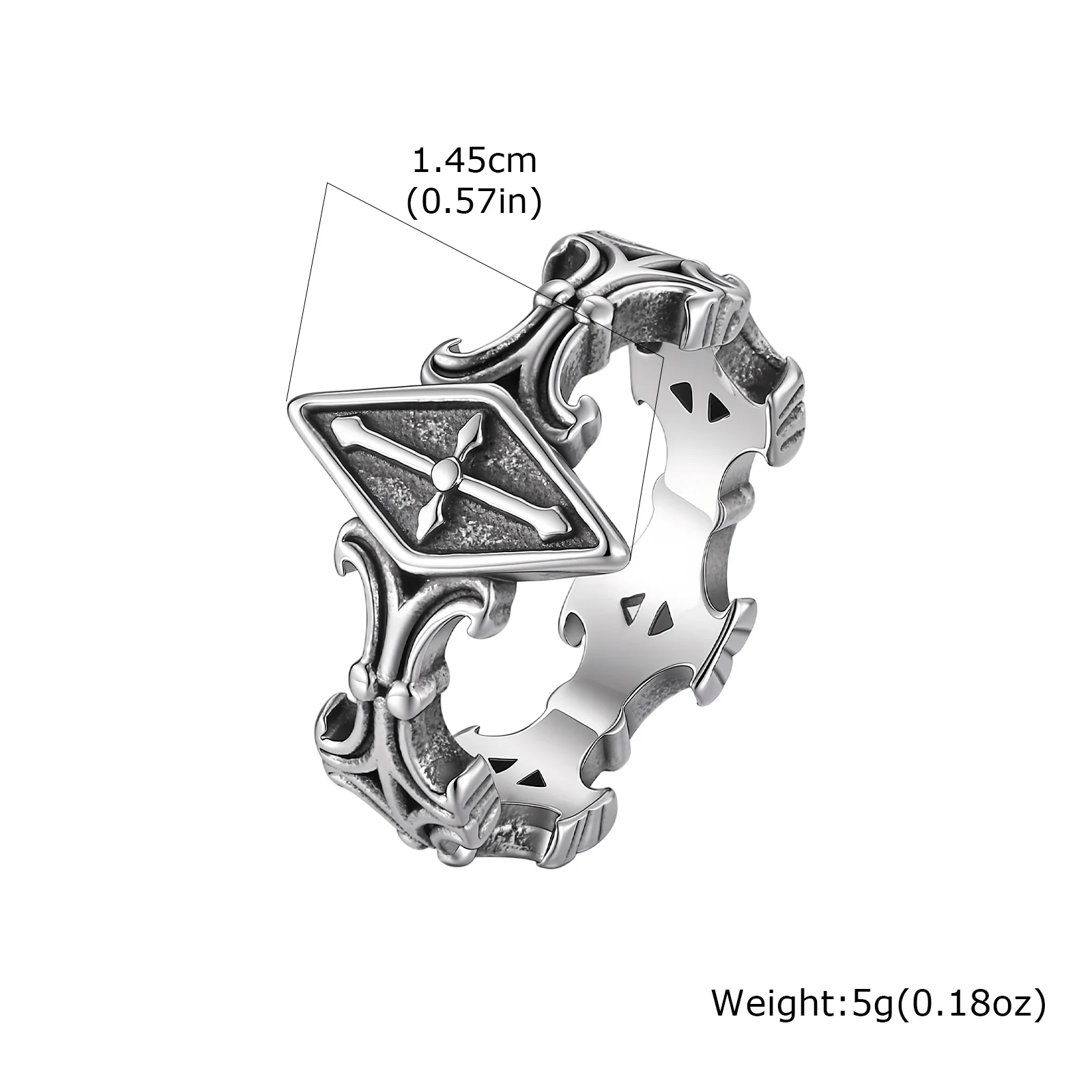 Punk Gothic Kreuzring für Männer, Retro Edelstahl Statement-Ring, Geburtstags-Party-Schmuckgeschenk