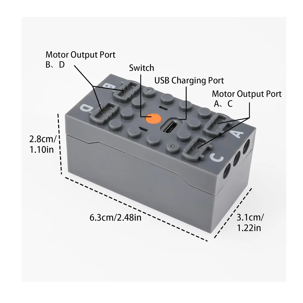 Ensemble de moteurs M/L/XL avec télécommande à 8 canaux, avec boîtier de batterie de programmation par application pour blocs de construction compatibles techniques, bricolage