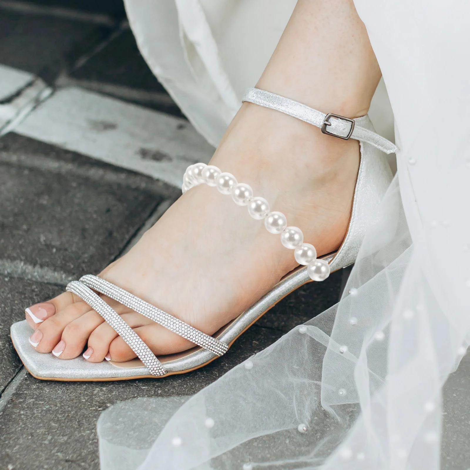 2 قطعة أحزمة أحذية كعب النساء اللؤلؤ الكاحل الأشرطة انفصال للكعب العالي استبدال حزام الحذاء تمديدات للراحة