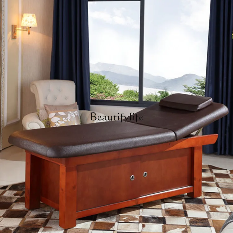 

04*Solid wood with cabinet, special massage spa bed for beauty salon
