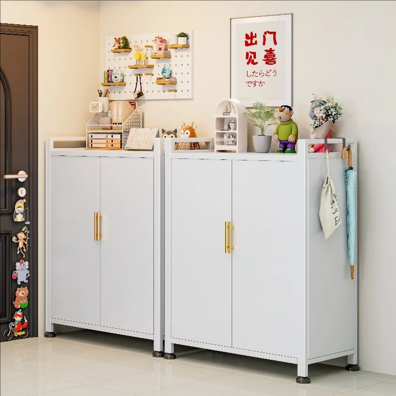 Steel shoe cabinet, multi-layer household entrance, dust-proof shoe rack integrated against the wall, large-capacity locker, hom