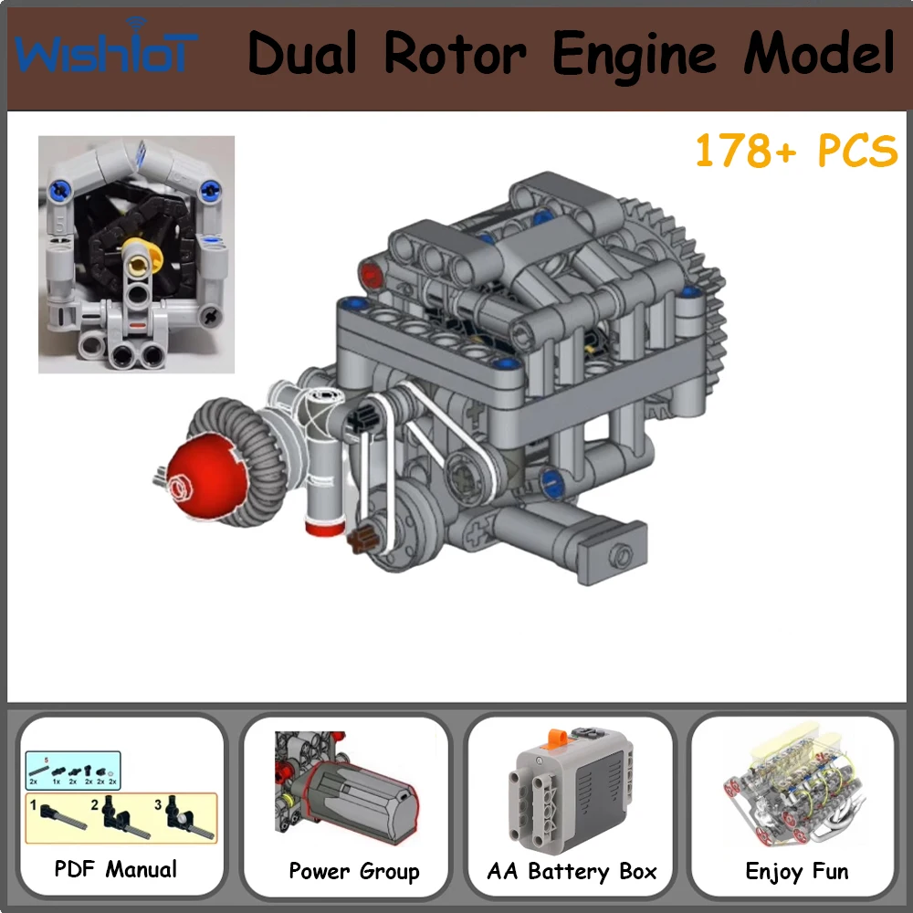 

Technical Parts Dual Rotor Engine Mechanical Electric Assemble Model Building Block M Motor 8883 AA Battery Box 8881 for MOC Car