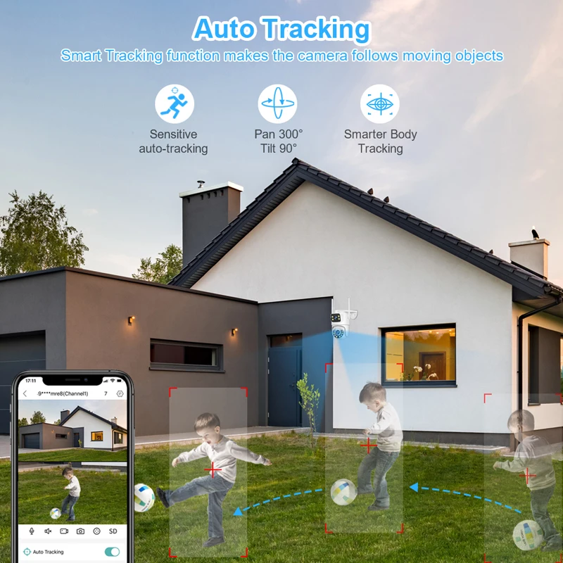 Smar 6MP PTZ WiFi IP Camera Dual Lens With Dual Screen Two-way Audio Auto Tracking Security Outdoor CCTV Vedio Surveillance ICSe