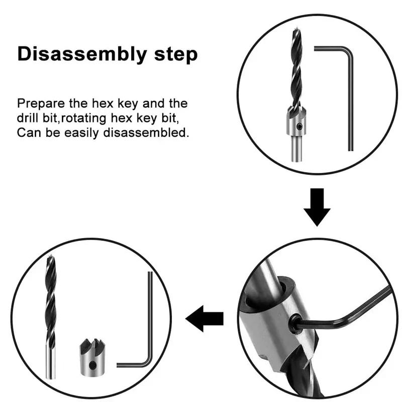 Imagem -05 - Countersink Drill Bit Grupo Carpintaria Press Grupo Alargador Parafuso Ferramenta Woo Chave Hex Livre Pcs