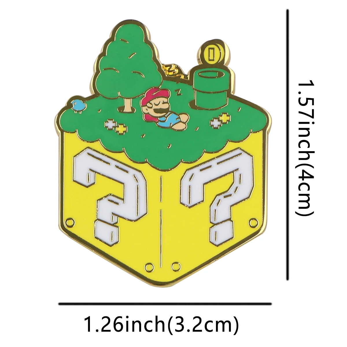 Broches de esmalte para mochila, Cute Game Mario Cube Lapel Pins, Badges on Bags and Briefcase Accessories, Vestuário