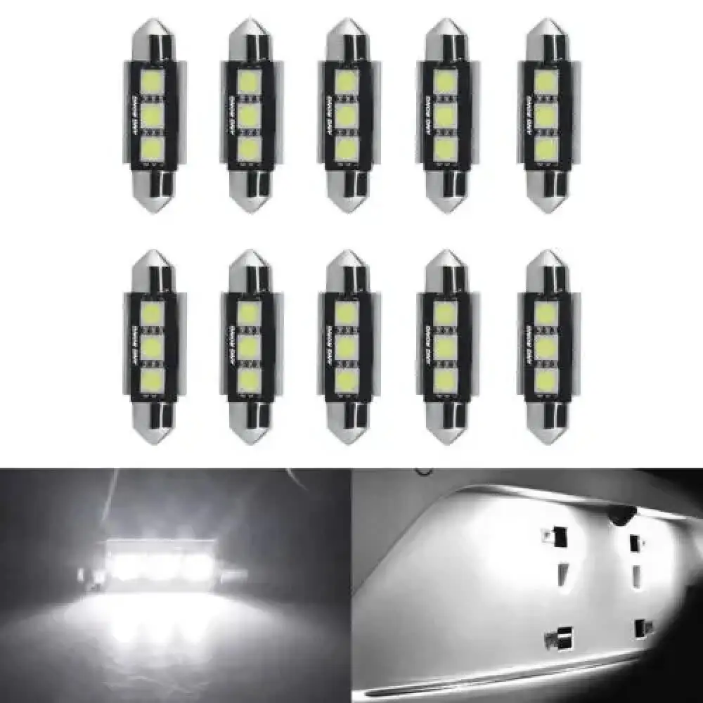 10x 3 SMD 39mm 239 272 LED Bulb Canbus Xenon White License Plate Lamps