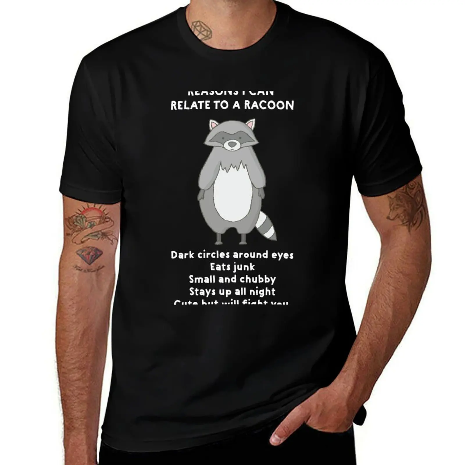 Reasons I Can Relate To A Racoon | Funny Shirts for Animal Lovers T-Shirt Athletic Fit Sports Short Sleeve Top