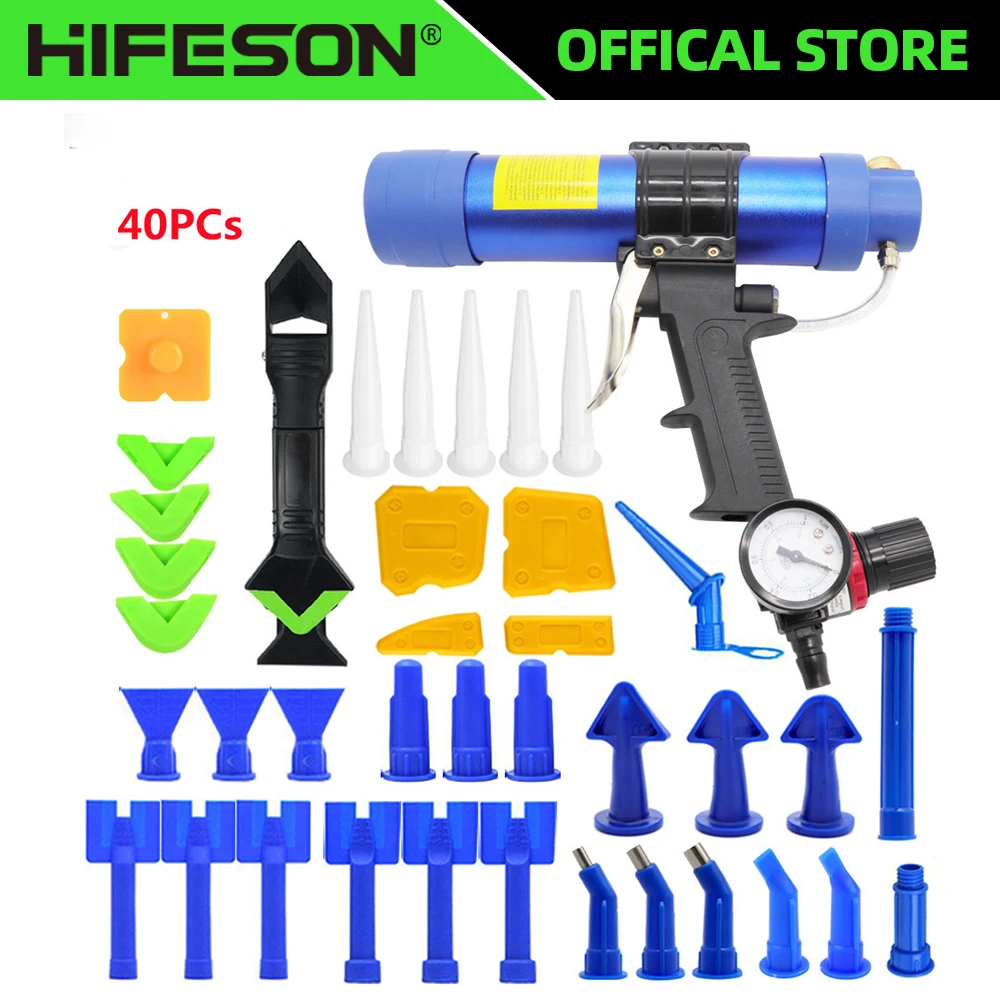 310ML Air Caulking Gun/ Pneumatic Cartridge Dispenser Silicon Sealant Applicator Glass Gluing Tool Construction Caulking Gun