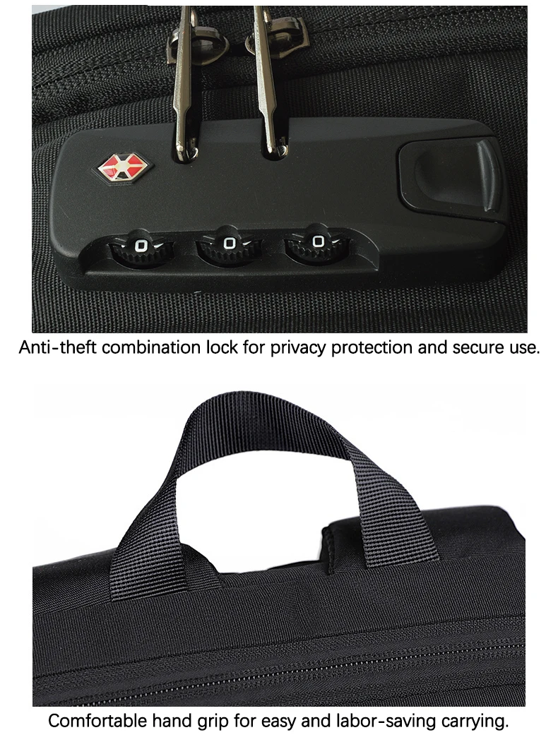 MUMUCC Hard EVA Shell Laptop Backpack Shockproof USB Type C Charging Anti Theft Password Lock Travel Backpack with Luggage Strap