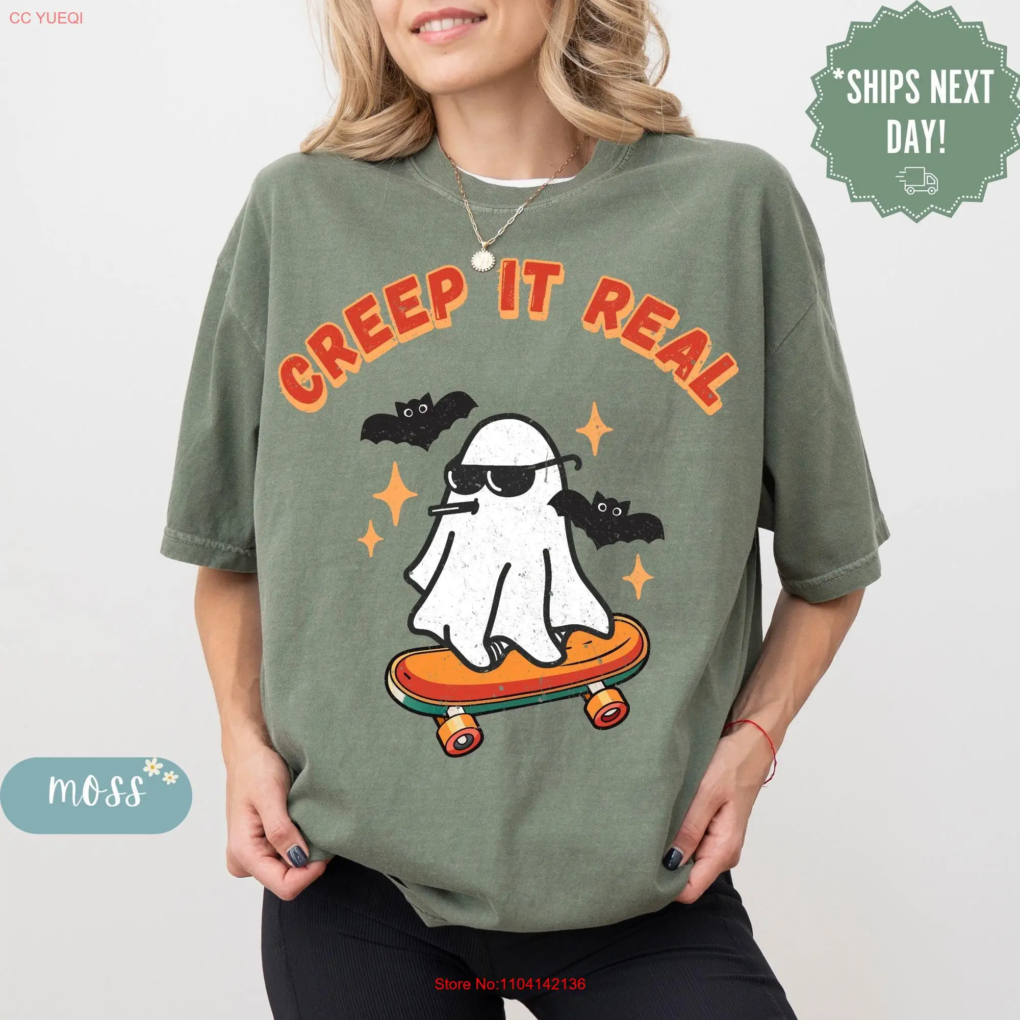 

Creep It Real T Shirt Retro Halloween Vintage GhosT Spooky Season Fall Comfort Color long or short sleeves