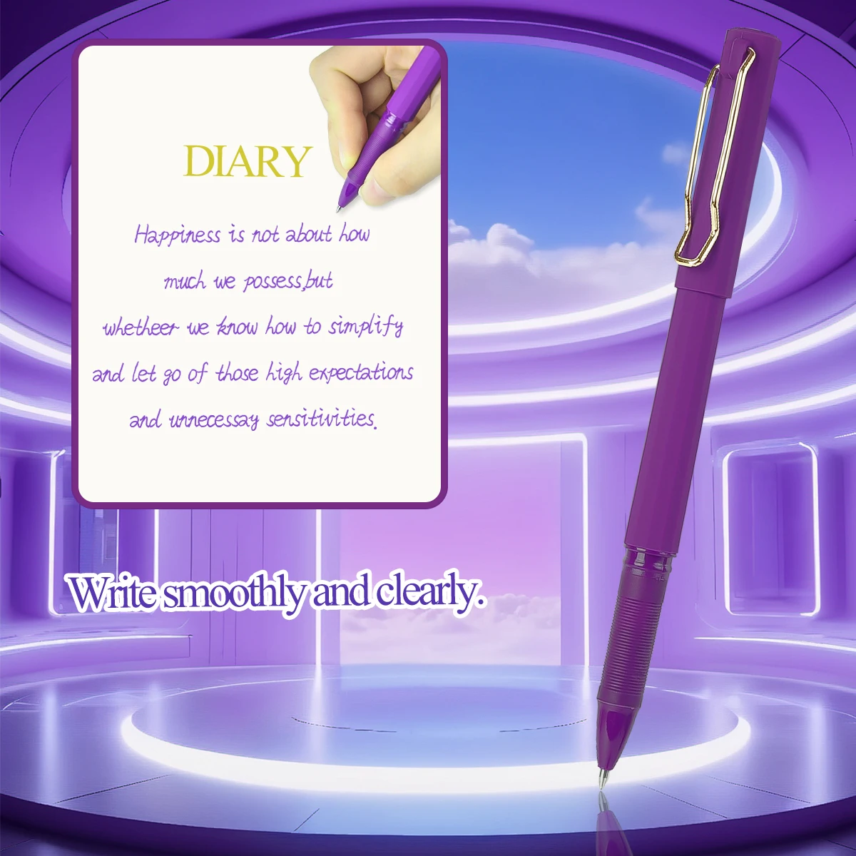 WQN 3/6/12pcs Frosted purple 0.7mm Gel pen Advanced Signature Pen Simple and Beautiful Clip Office School Writing Stationery