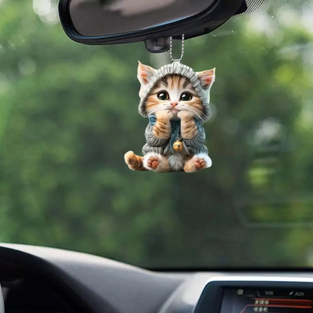 

2d Car Pendant Hanging Ornament With Chain Realistic Interior Rearview Hanging Accessories Mirror Decor -shaped Animal C S1l7