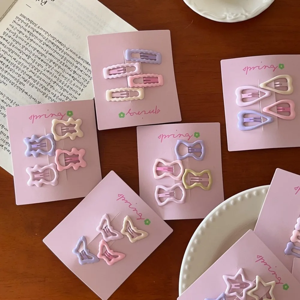 

4pcs/set Headwear Colorful Hair Clips Geometric Sweet Hairpin Cute Barrettes Hair Accessories