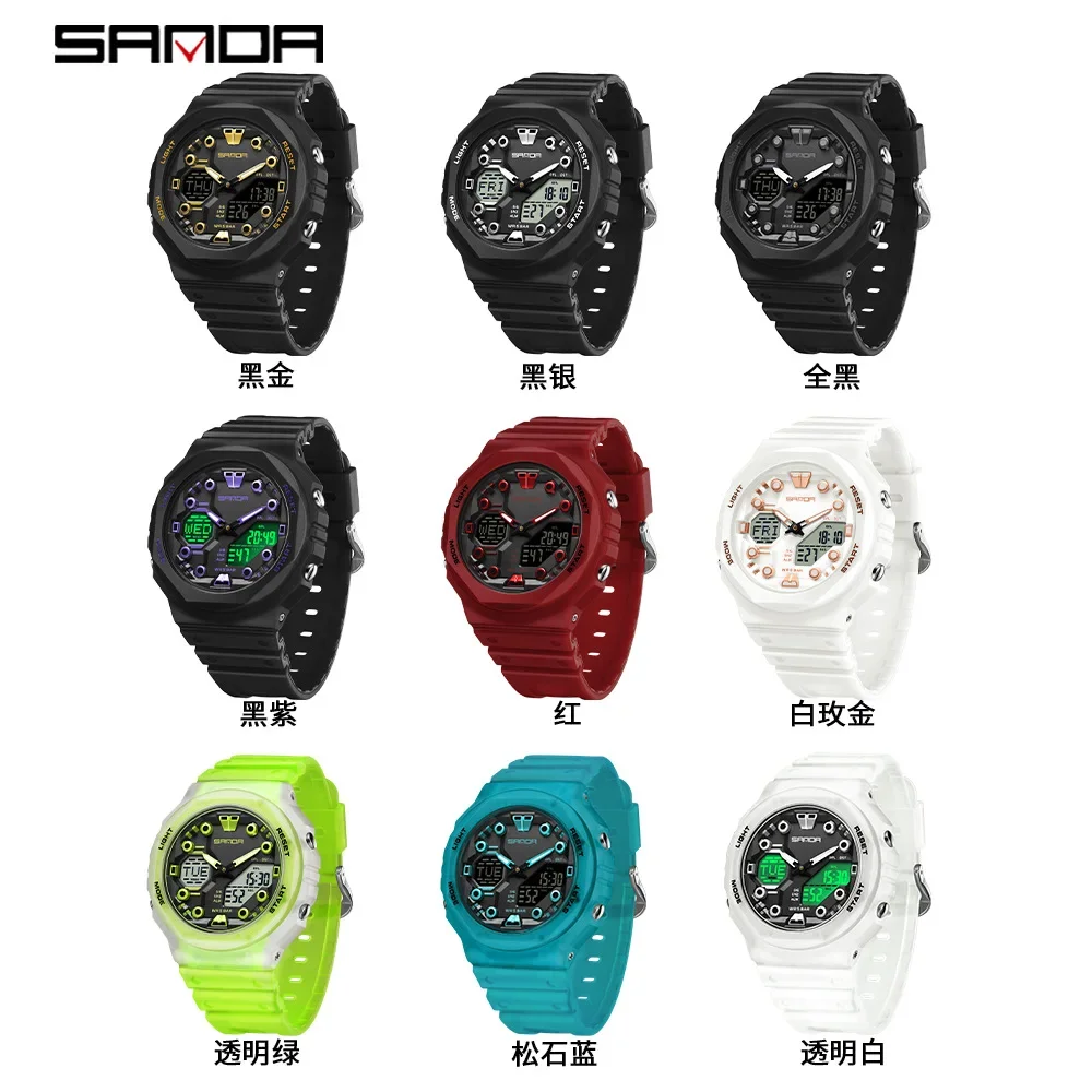 SANDA 6200 Herren-Sportuhr, Militäruhren, Herrenuhr, 50 m wasserdicht, Stoppuhr, Armbanduhr, Alarm, LED-Licht, digitale Uhren