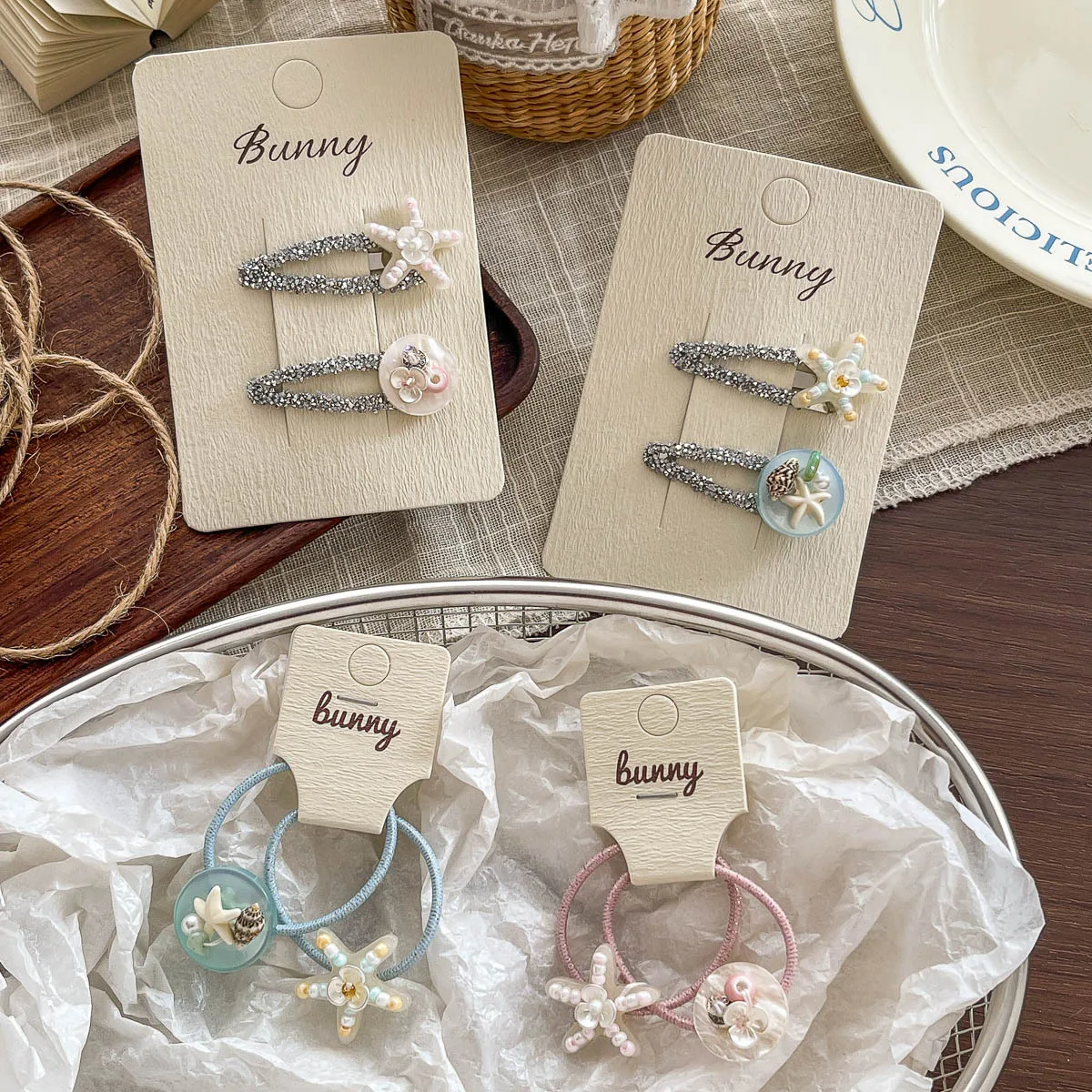 Shell Starfish Hairpin Elastic Hair Band Vocation Beach Barrettes Headwear Bangs Side Clip Hair Clip Hair Rope Tie Rubber Band