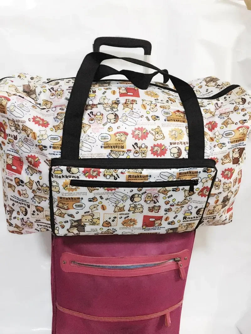 Rilakkuma składany składana torba podróżna Anime Kawaii uroczy wózek worek marynarski kobiet Crossbody torby bagaż podręczny