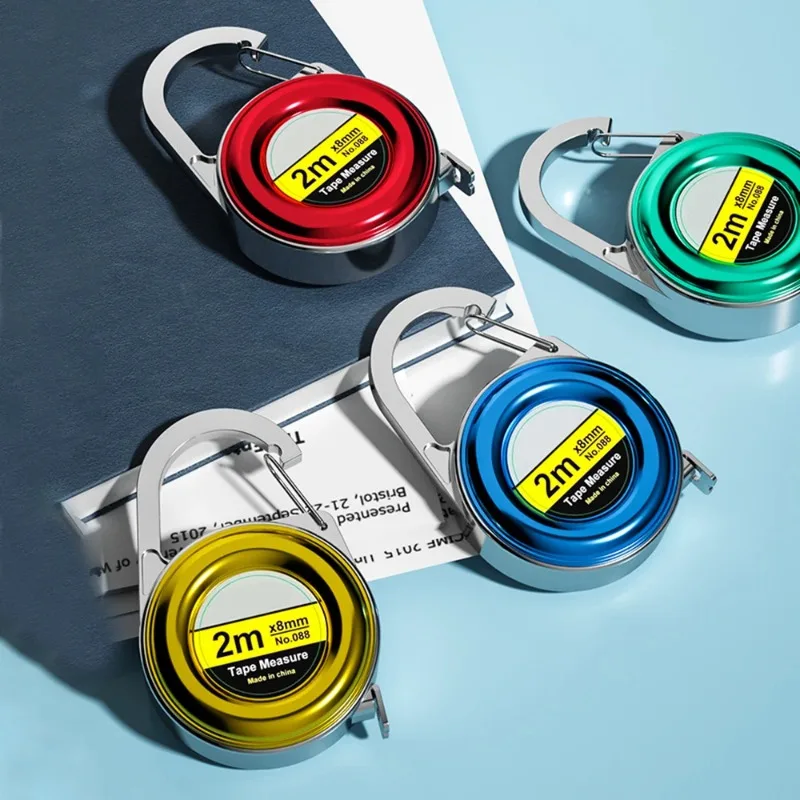 2M Mini Keychain Tape Measure SK5 Steel Tape Measure Small Steel Ruler Multipurpose Steel Tape Measure Construction Tools
