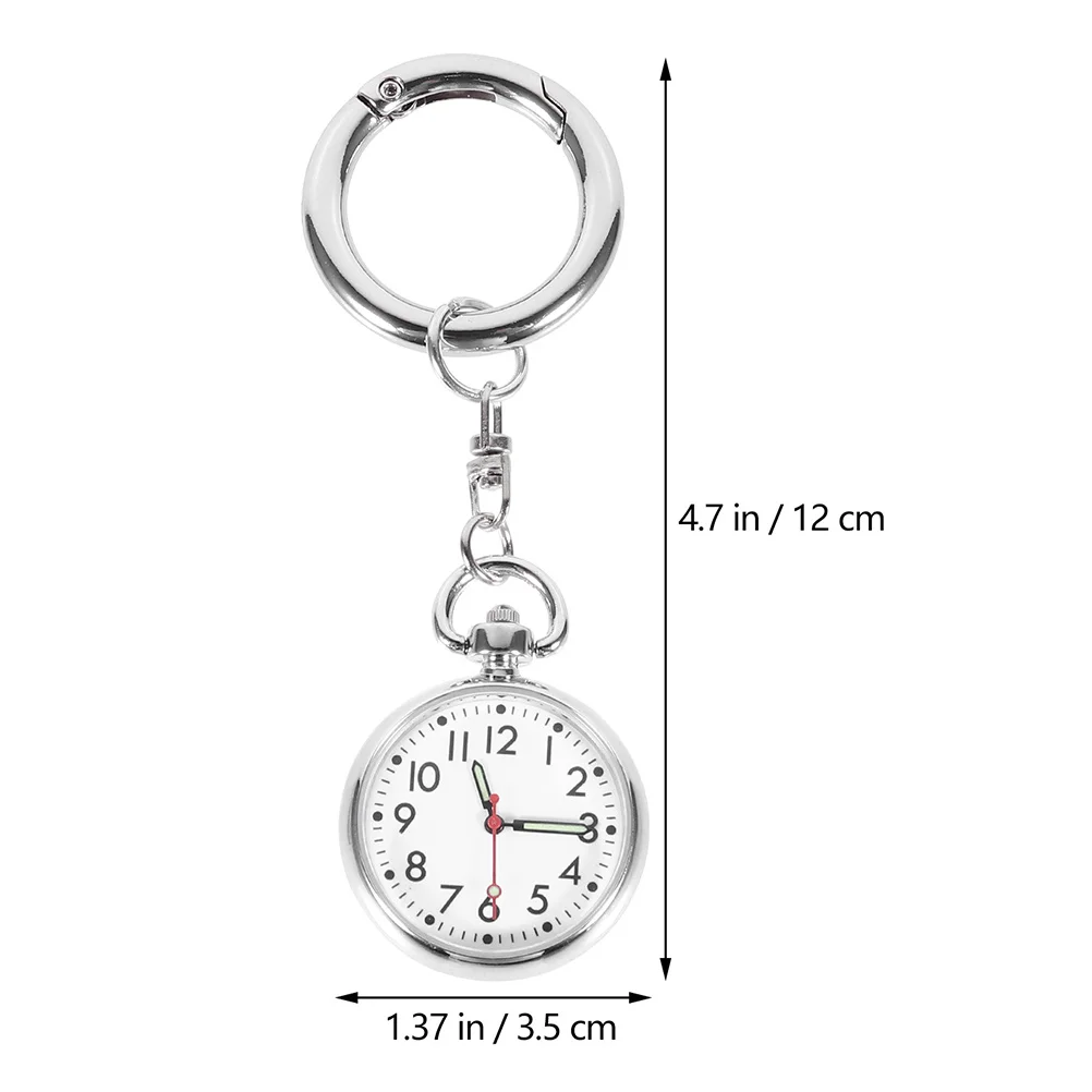 2Pcs Nurse Chest Hanging Watches Portable Keychain Pocket Watches Clear Pointer Medical Staff Practical Gift Durable Silver